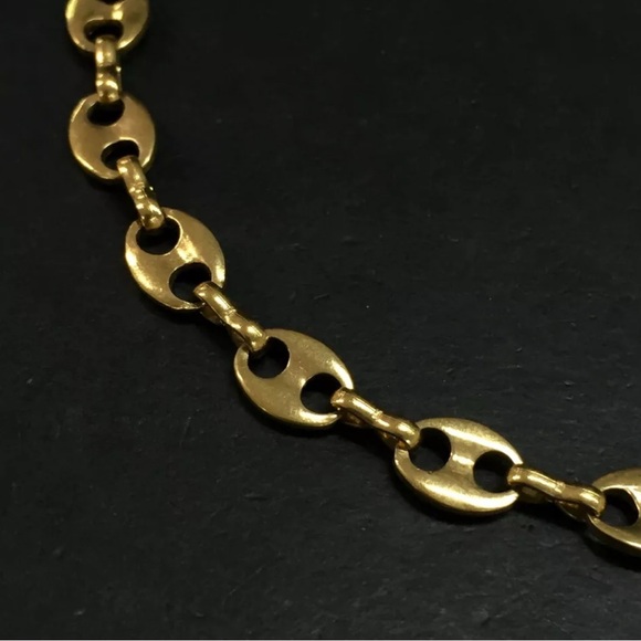 100% AUTHENTIC VINTAGE GIVENCHY PARIS YELLOW GOLD ANCHOR CHAIN NECKLACE - Picture 6 of 7
